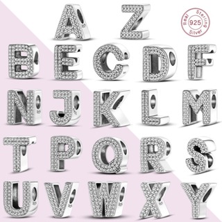Venda quente 925 prata esterlina carta Retro az 26 carta CZ adequado para pulseira pingente em Oferta na Shopee