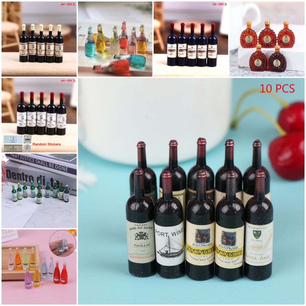 SuperToys 10pcs Dollhouse Miniatura De Resina Para Garrafa De Vinho Acessórios Modelo De