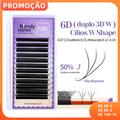 Cílios WENDY Extensão Para Cílios 6D Duplo 3D W Forma Extensiones De Pestañas DIY Maquiagem Barata Cilios