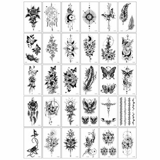 30 Folhas De Estilos De Tatuagem Temporária : Natureza , Gótico , Místico , Geométrico E Floral em Oferta na Shopee