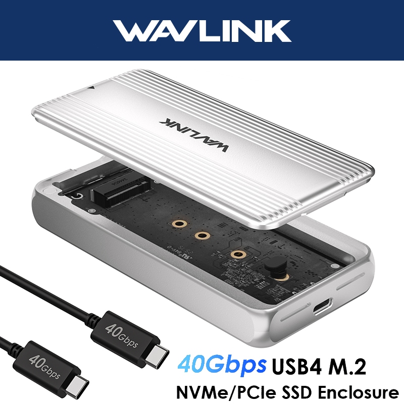 WAVLINK 40 Gbps USB4 PCIe NVMe SSD Gabinete B + M/- Key Para MacBook/Mac Mini M4