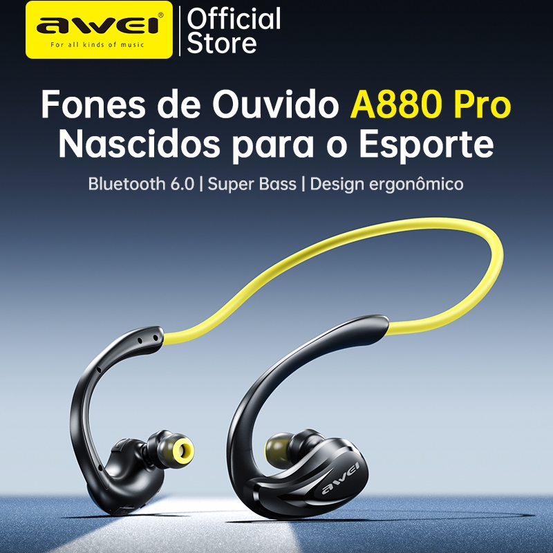 Awei A880 PRO Super Bass Fones De Ouvido Bluetooth Esportivos Para Corrida Com Microfone