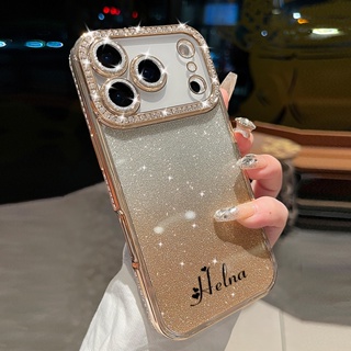 Novo Luxo glitter Diamante Nome Personalizado Caso De Telefone Para iphone 17 pro max 15 16 13 12 promax Embalagem em Oferta na Shopee