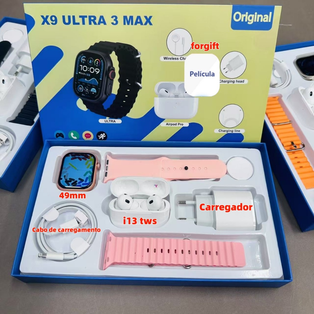 Com Carregador À Prova De Alto-Falante 7 Em 1 X9 Ultra3 Max Smartwatch TWS Fone De Ouvido Para Telefone Dois Sete 2.02 P em Oferta na Shopee