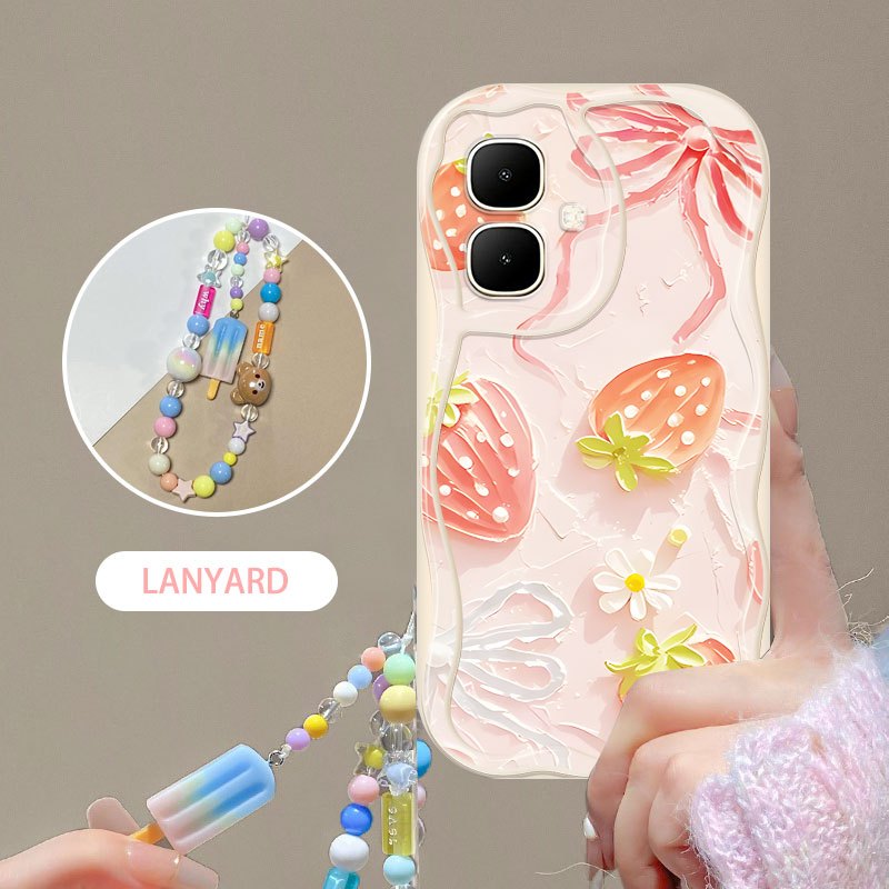 VRQR Para Infinix Smart 10 Plus Tecno Spark GO 2 Pop 10 KM4 X6725B_C Invólucro Sweety Style Ice Cream Pulseira Capa De T