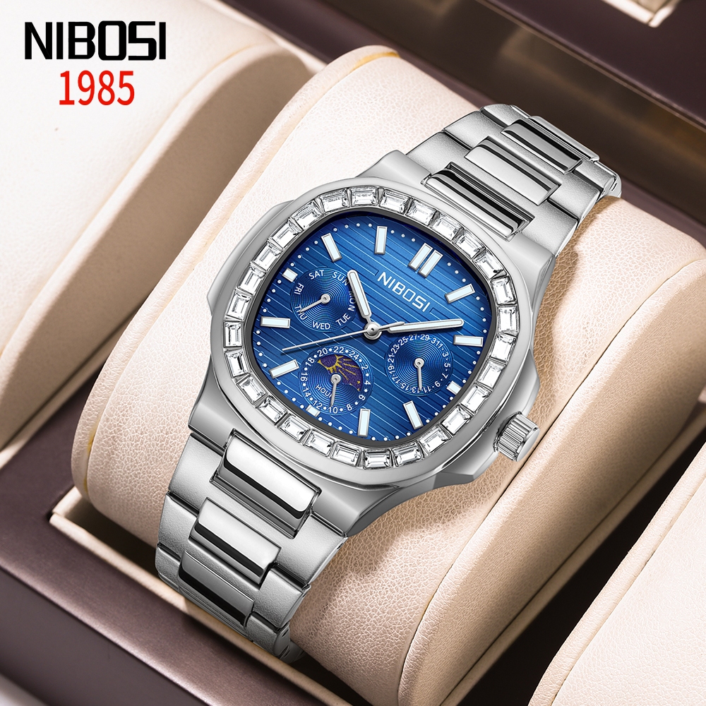 NIBOSI Relógio Masculino De Luxo Com Cronógrafo De Aço Inoxidável E Luz Noturna Masculina De Quartzo