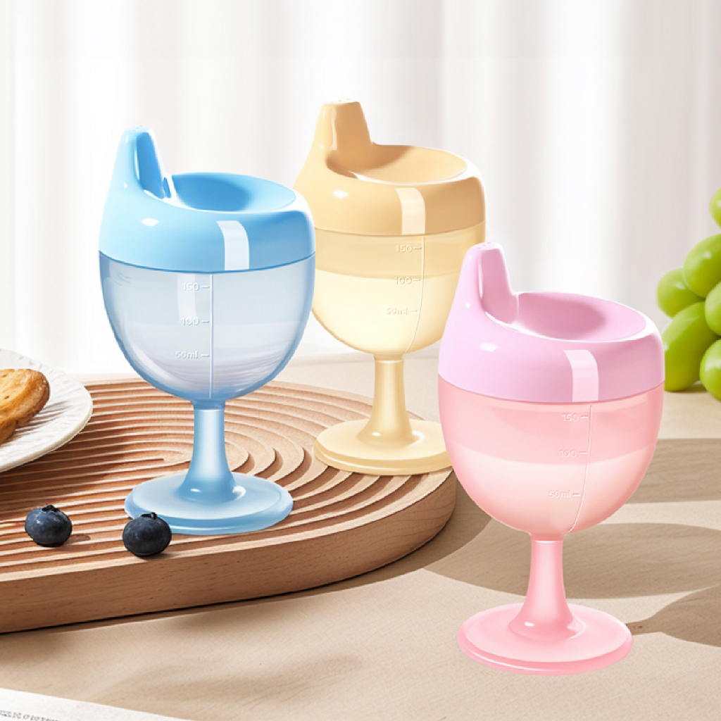 Cálice de talheres para bebês, copo bico de pato criativo, taça de plástico resistente a choques com atendimento ao clie em Oferta na Shopee