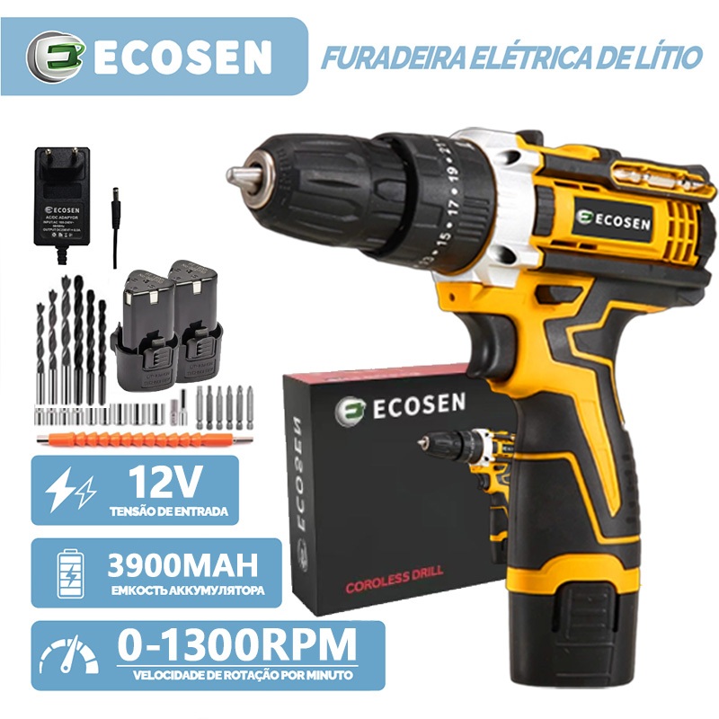 Parafusadeira/Furadeira 12V 3900MAH 110V-220v 2 12V baterias em Oferta na Shopee