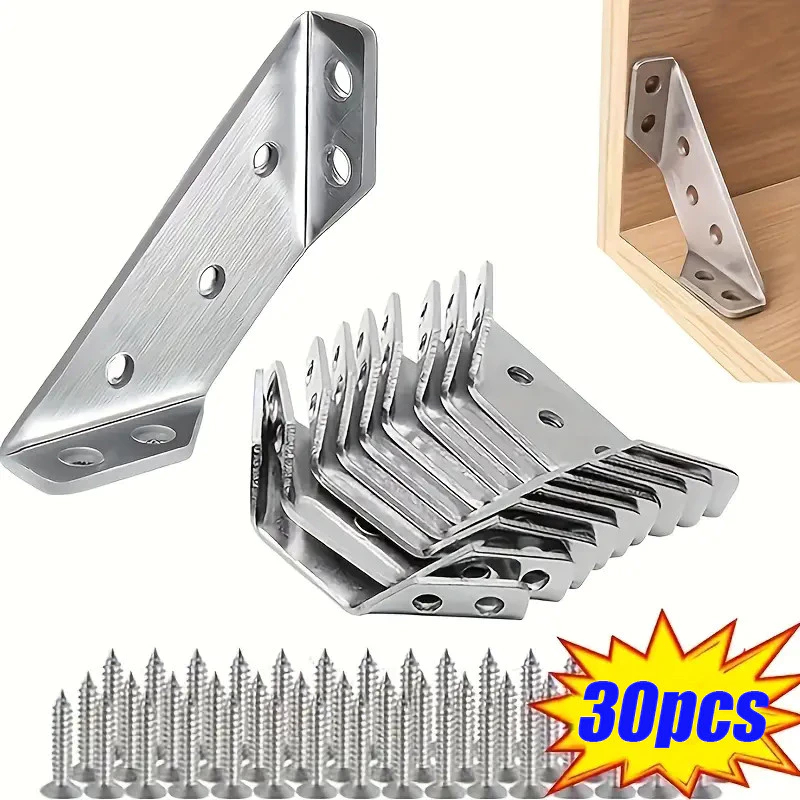 Kit 10/30 Conectores De Canto De Aço Inoxidável Universais Para Móveis
