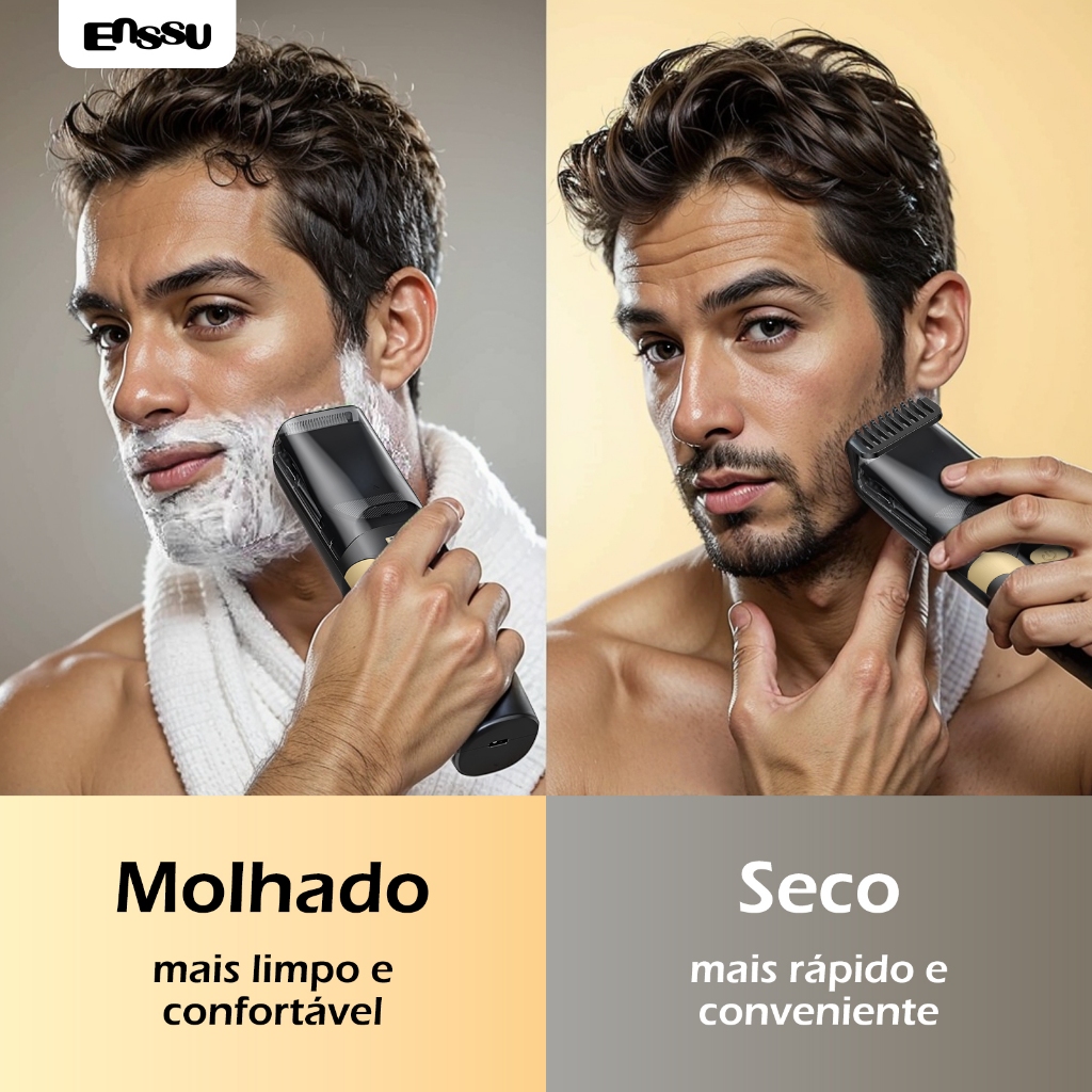 Aparador de Barba Masculino a Vácuo Recarregável, 20 Comprimentos Ajustáveis, Sucção de Pelos, Ideal para Barba, Bigode