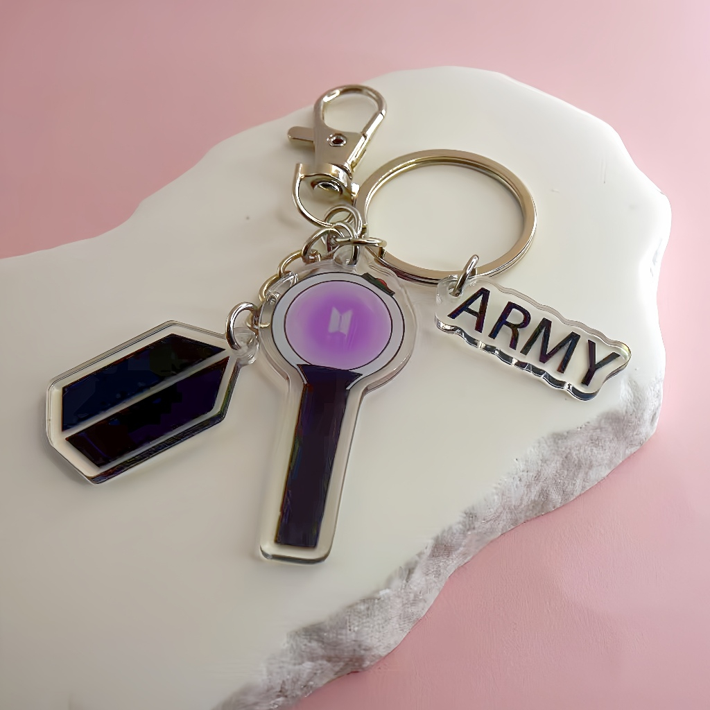 Kpop BTS Exército Chaveiro Lightstick Pingente Luz Vara Saco De Jóias Chave Do Carro Pingentes Chaveiros