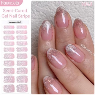222 Dicas Tiras De Gel Semi-Curado De Unhas Glitter Adesivo De Cobertura Total Francês