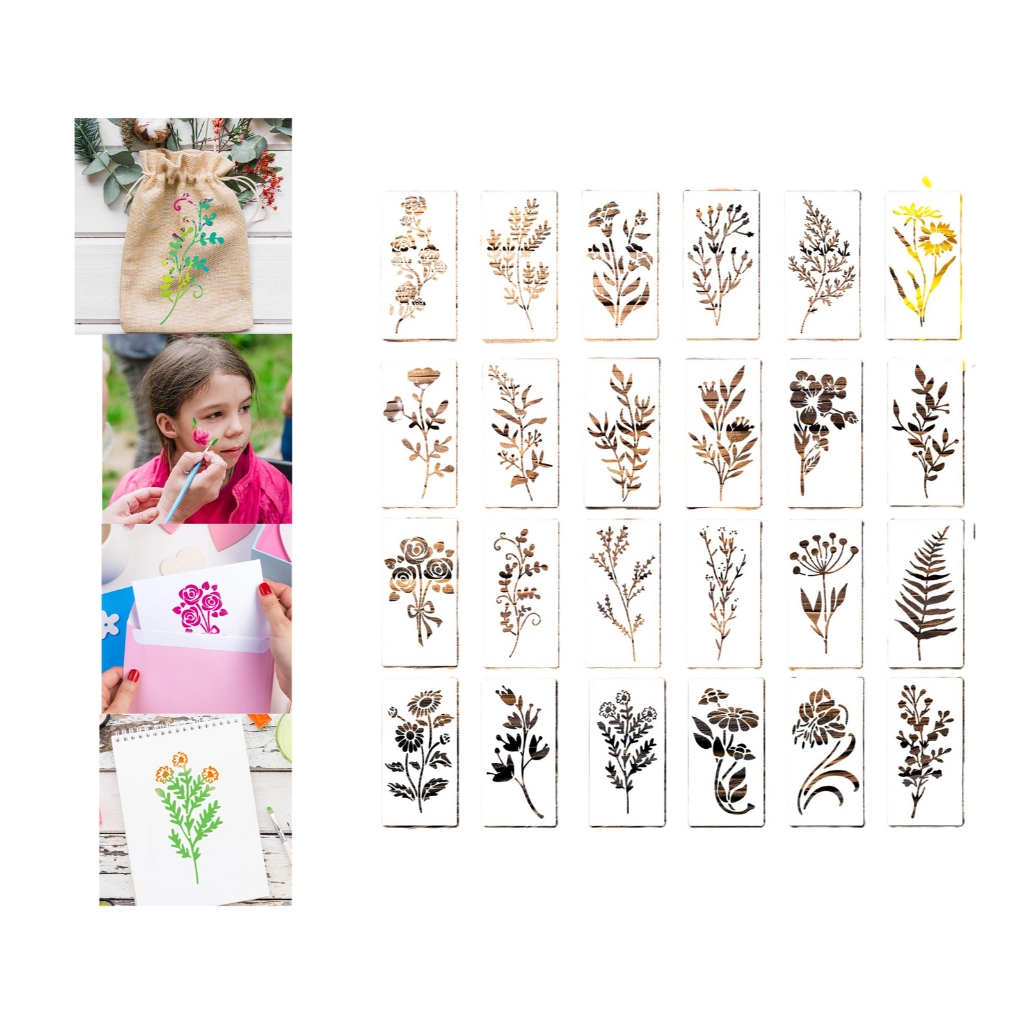52conjunto de estêncil de folha floral decoração de parede eprojetos de artesanato moldes acéu aberto em Oferta na Shopee