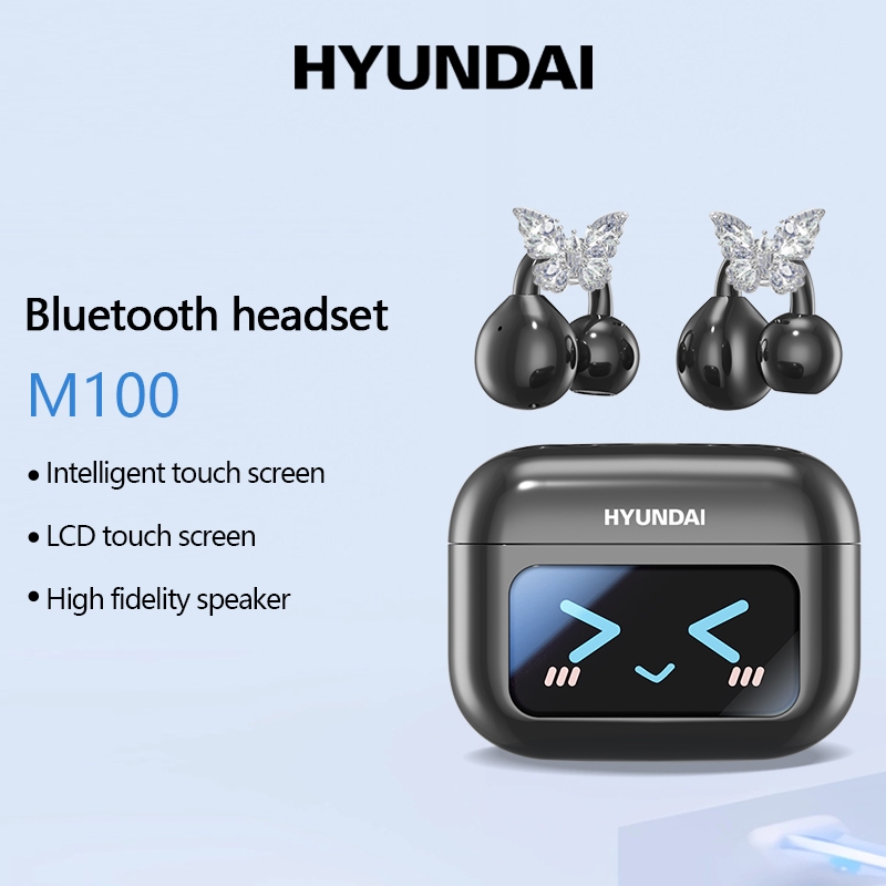 HYUNDAI M100 Bluetooth 5.4 Fones De Ouvido Sem Fio Com Tela Sensível Ao Toque Microfone Chamada Redução De Ruído Abertos em Oferta na Shopee