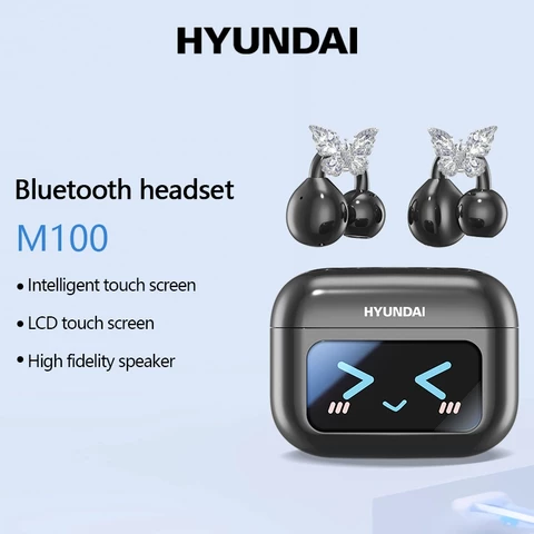 HYUNDAI M100 Bluetooth 5.4 Fones De Ouvido Sem Fio Com Tela Sensível Ao Toque Microfone Chamada Redução De Ruído Abertos