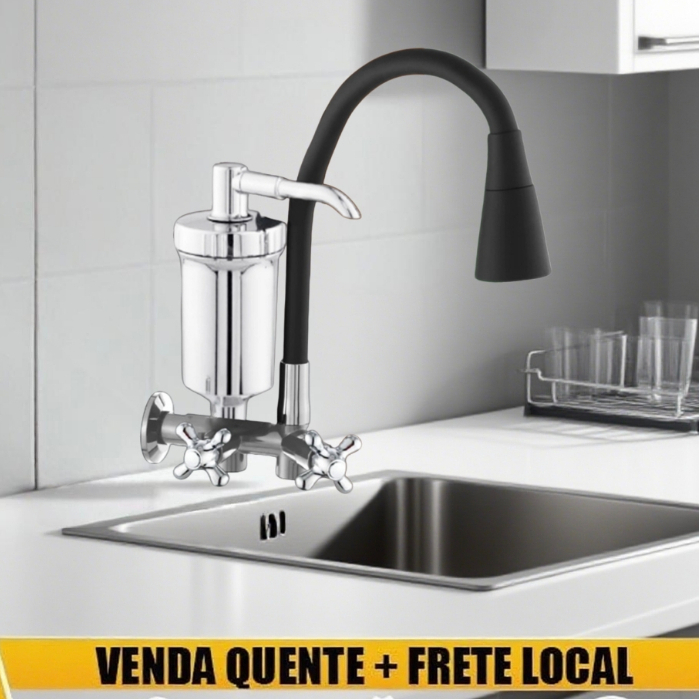 Torneira Preta Filtro para Cozinha - Parede, Flexível 360 Graus, Anti-Calcário em Oferta na Shopee