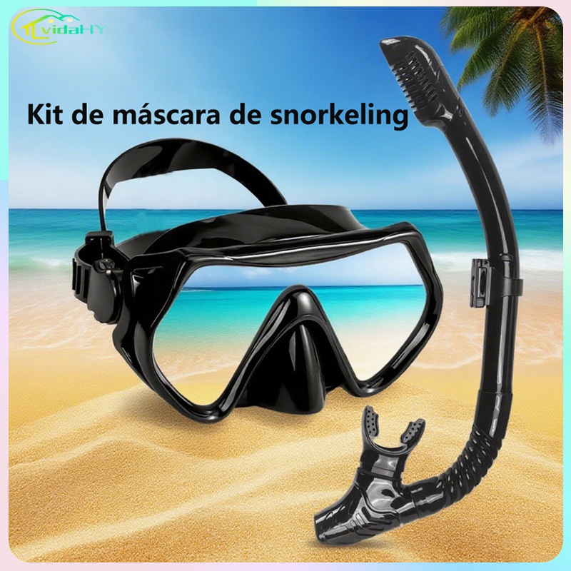 Máscara de mergulho antifumaça e kit de snorkeling, óculos de mergulho com gáspea de silicone para piscina/snorkeling em Oferta na Shopee