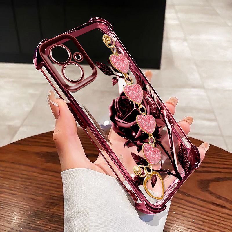 YBD Capa Com Pulseira Rosa Brilhante Para Samsung Galaxy A07 A06 A03 A04 A05 A04E F04 M04 A042F M05 F05 A03 Core A04 A03