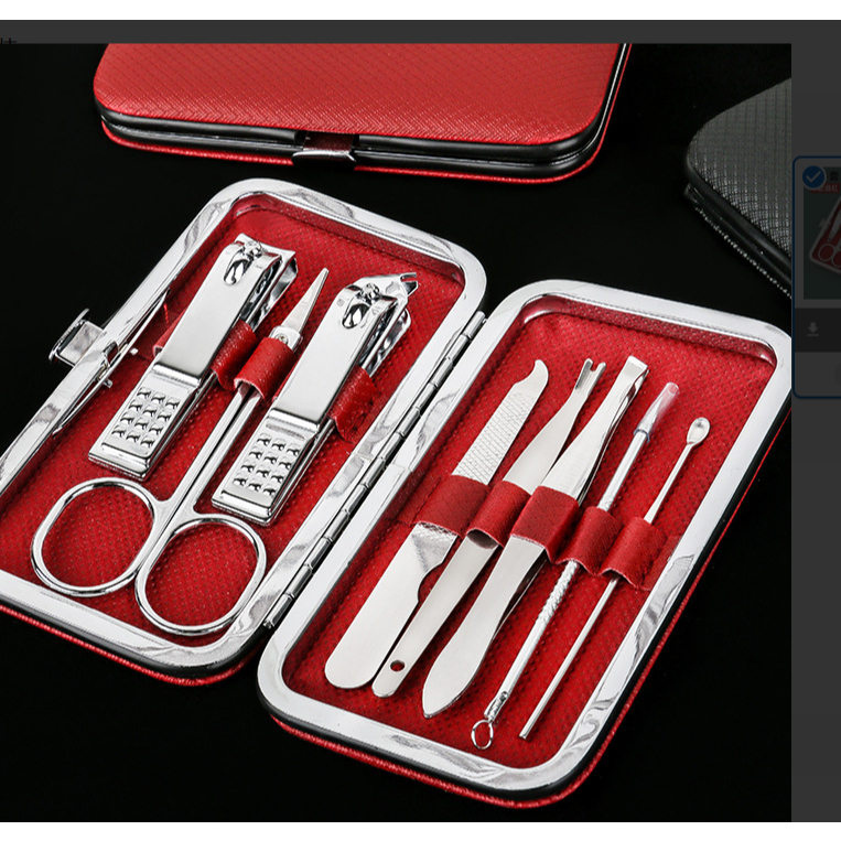 Conjunto de manicure com 8 peças Kit Cortador De Unha Manicure Portatil Estojo Pinca Tesoura