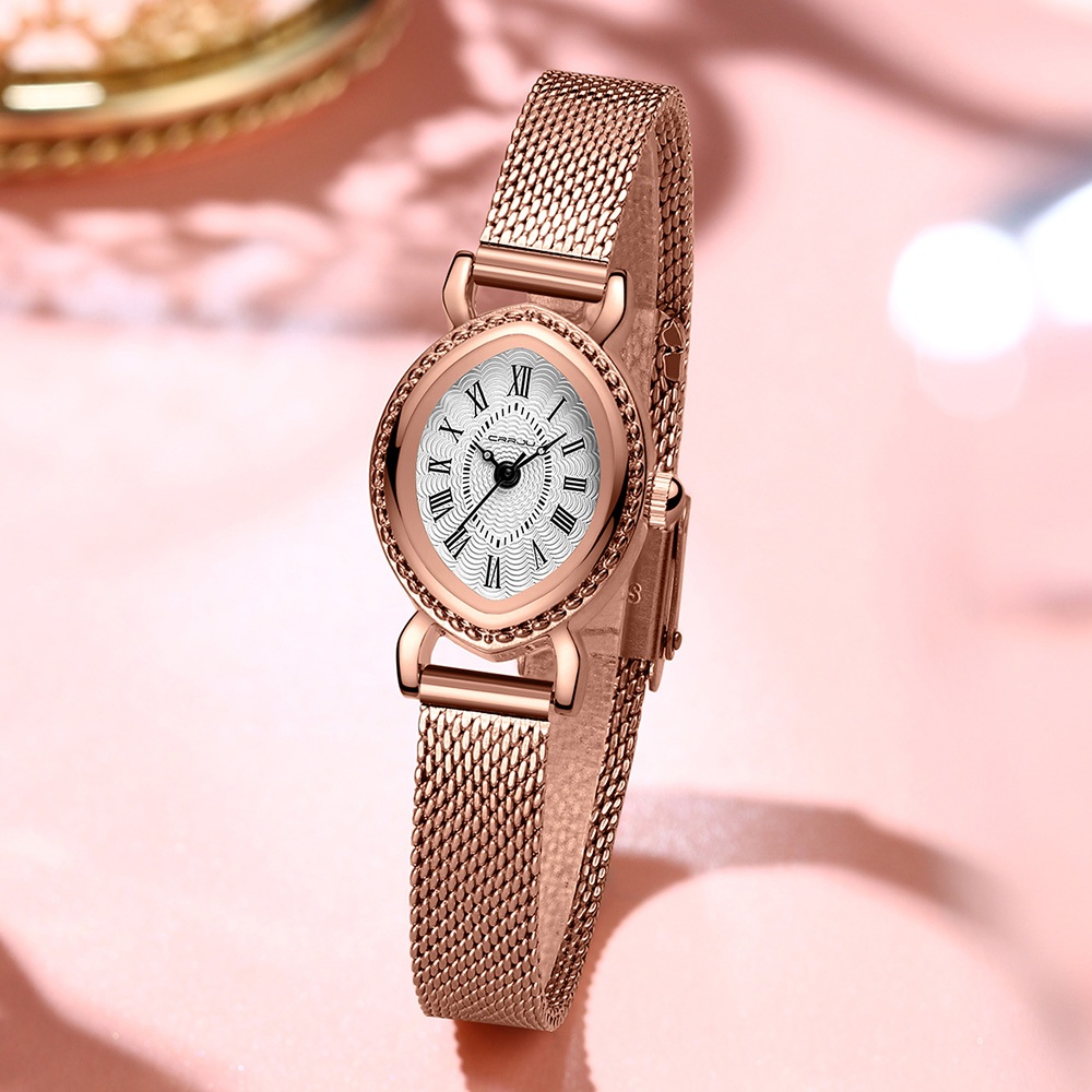Relógio Feminino CRRJU Marca Autêntica Elegante Vintage Design Exclusivo Mostrador E Sofisticado Festa Data Quartzo Anal