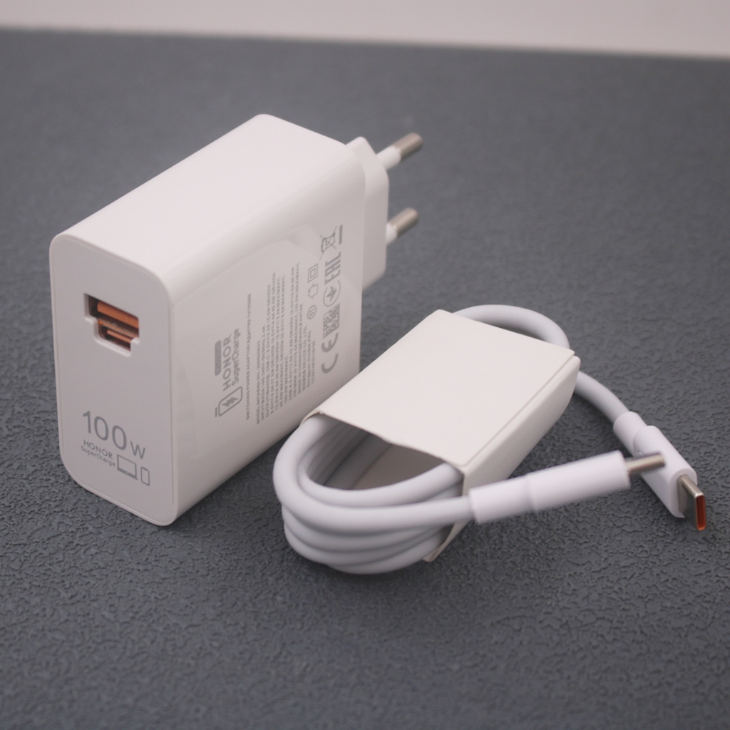 Original Honor 100W Ue Super Carregador USB A/C Porta Dupla Adaptador De Energia Carregamento Rápido Para Honra 400 300