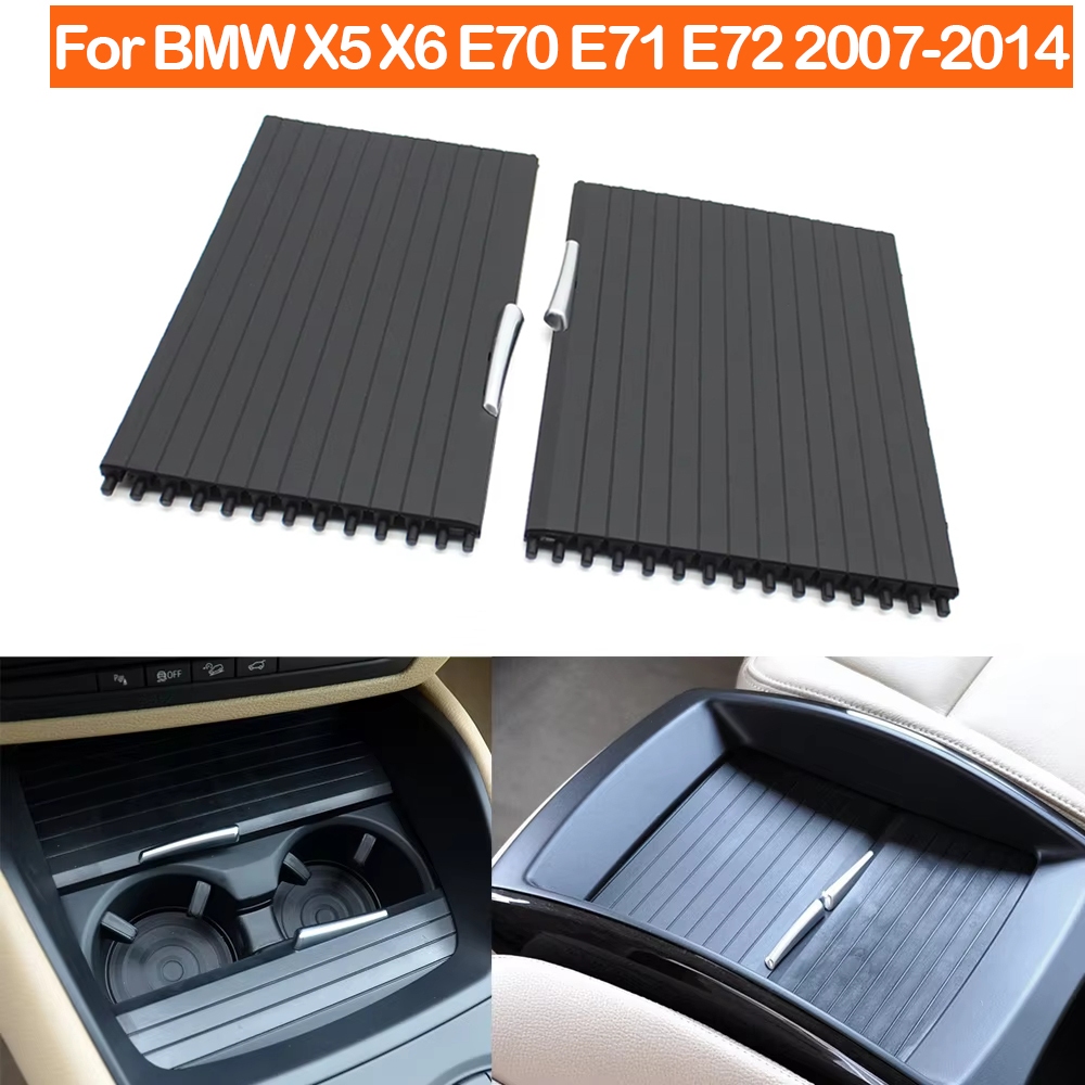 Frente Do Carro Traseiro Console Central Bebida Suporte De Copo Capa Cortina Rolamento Para BMW X5 X6 E70 E71 E72