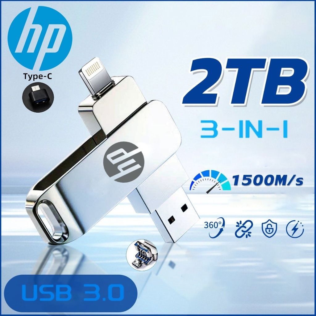 USB3.0 3 Em 1 OTG Metal Flash Drive À Prova D'água De Alta Velocidade 2 Tb/1/512 Gb U Disk Pendrive Para iPhone Disposit