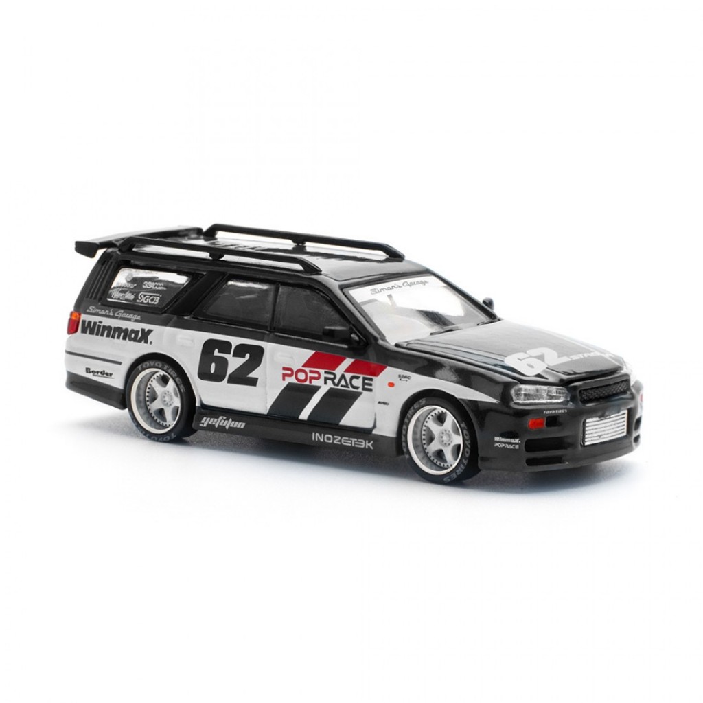 Poprace PR640211 1/64 NISSAN STAGEA SIM0N Garagem # 62 Carro Modelo Em Escala Fundida Preta