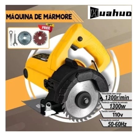 【220V/110V】Serra Mármore Profissional 1300W-Tipo Madeira, Concreto + 4 Polegadas Disco