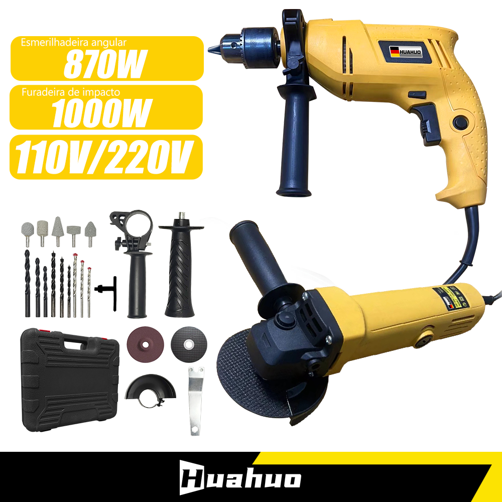 900W Poderoso Conjunto  2 em 1 Furadeira/ esmerilhadeira angular Acessórios gratuitos em Oferta na Shopee
