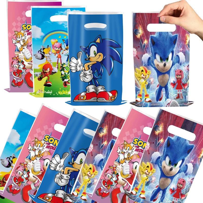 40 Peças Sacos De Presente De Doces De Plástico Com Tema Soniced Hedgehog Decoração De Festa De Aniversário Pacote De em Oferta na Shopee