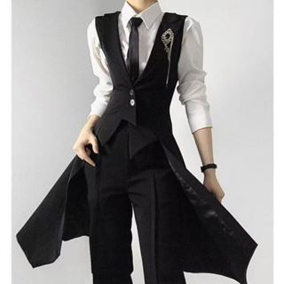 Novo Estilo High End Neutro Tonificado Terno Com Longo Colete Sob Medida Camisa Fino Ajuste DK Conjunto Design De Roupa em Oferta na Shopee