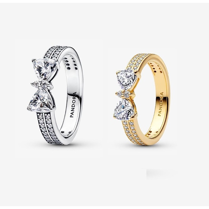 Anel De Arco Brilhante Dourado De Duas Fileiras em Oferta na Shopee