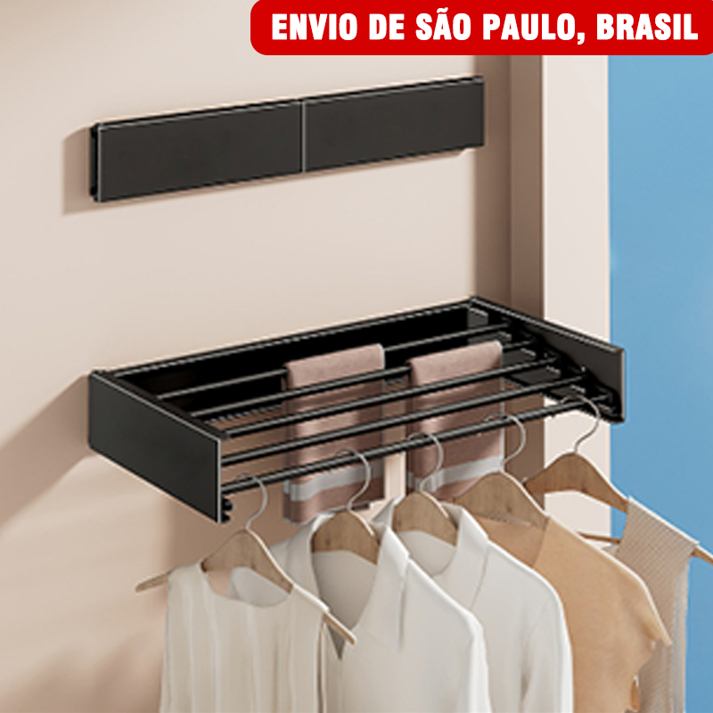 Varal de Parede Mágico Retrátil Dobrável Todo de Alumínio Grande Com 5 Varetas 100/80 cm em Oferta na Shopee