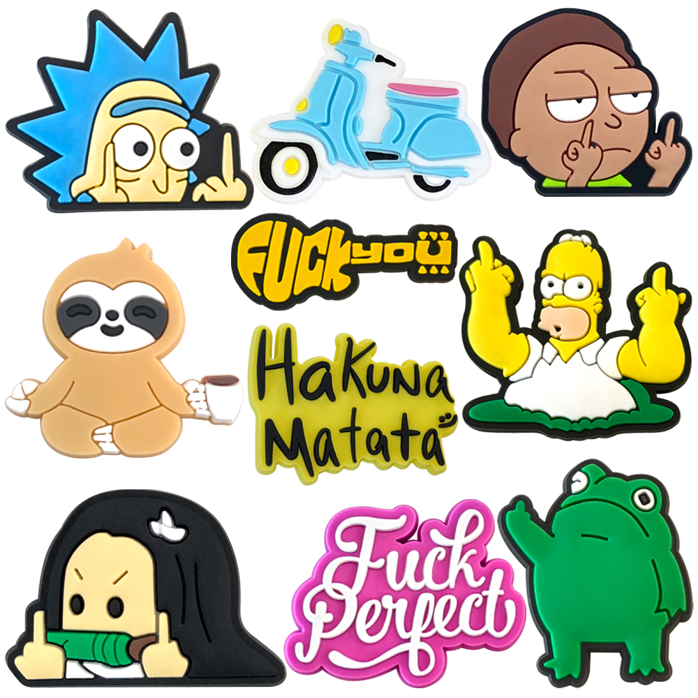 MEIDJ Encantos De Sapato 10 Dedo Médio Vertical Desprezas Padrão Decorações Acessórios De PVC Com Botão em Oferta na Shopee