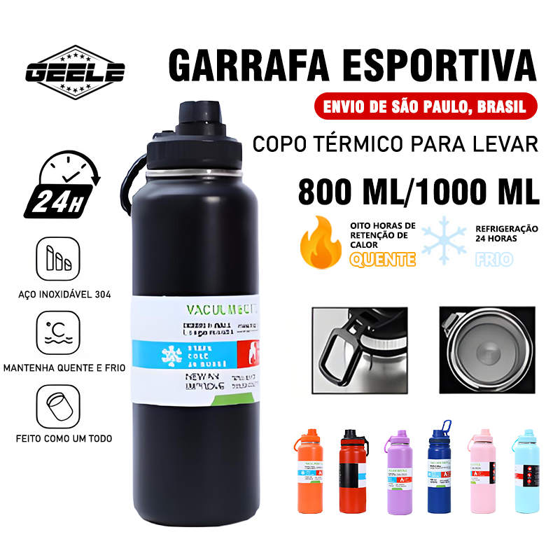Garrafa Térmica com CAPA 800/1000ML Espacial Quente & Frio Com Isolamento Térmico De Grande Capacidade