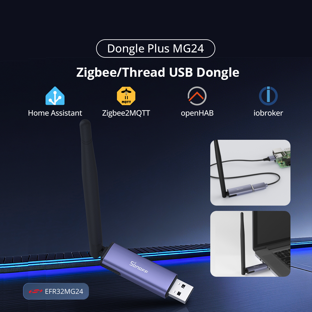 SONOFF Dongle Plus MG24 Zigbee/Thread USB Baseado Em Chip EFR32MG24 Compatibilidade Com Plataforma Ampla Zigbee2MQTT Fun em Oferta na Shopee