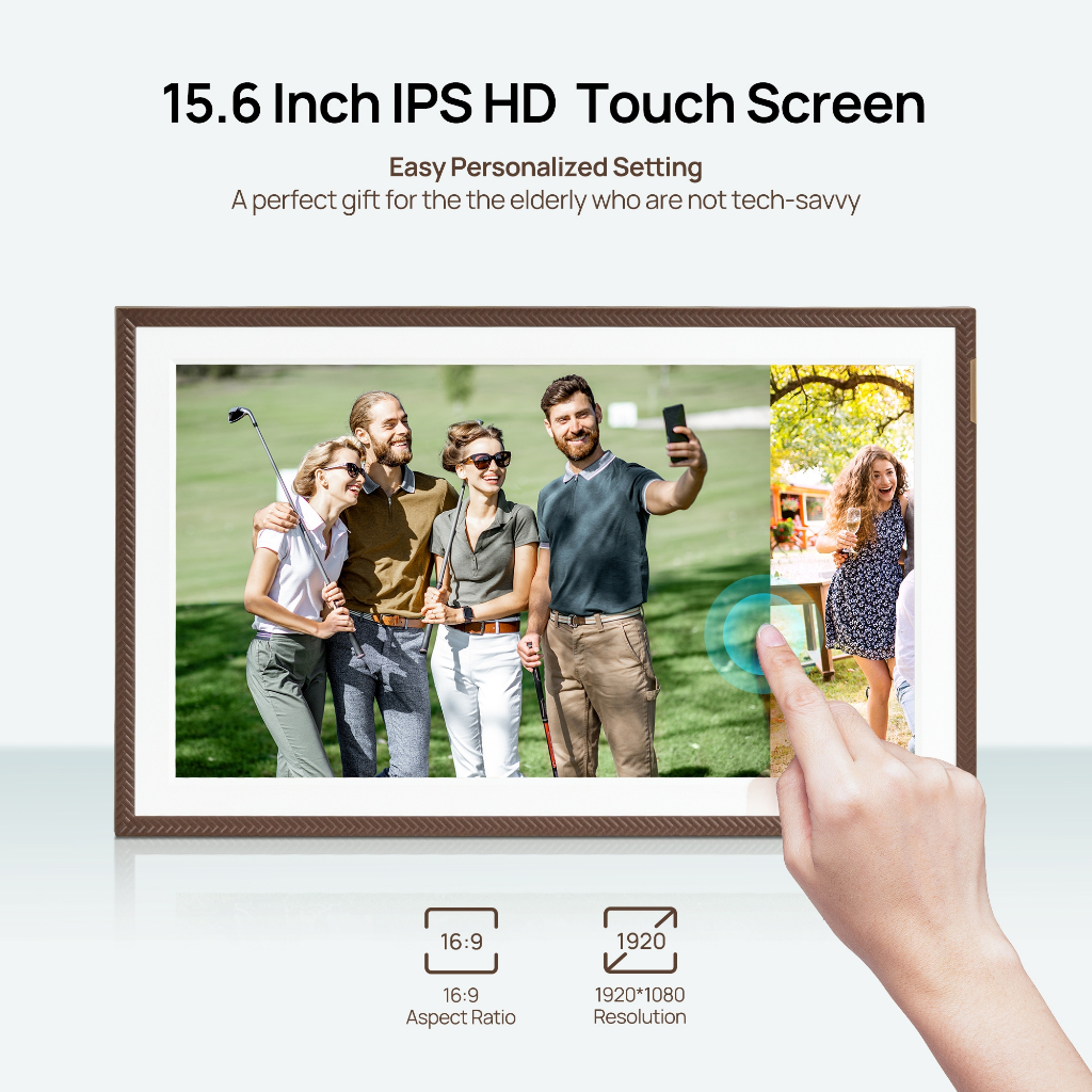 ARZOPA 15.6 " Moldura Digital WiFi FHD 1080P Touchscreen, Armazenamento De 32 Gb, Compartilhamento De Fotos/Vídeos Sem · foto 2