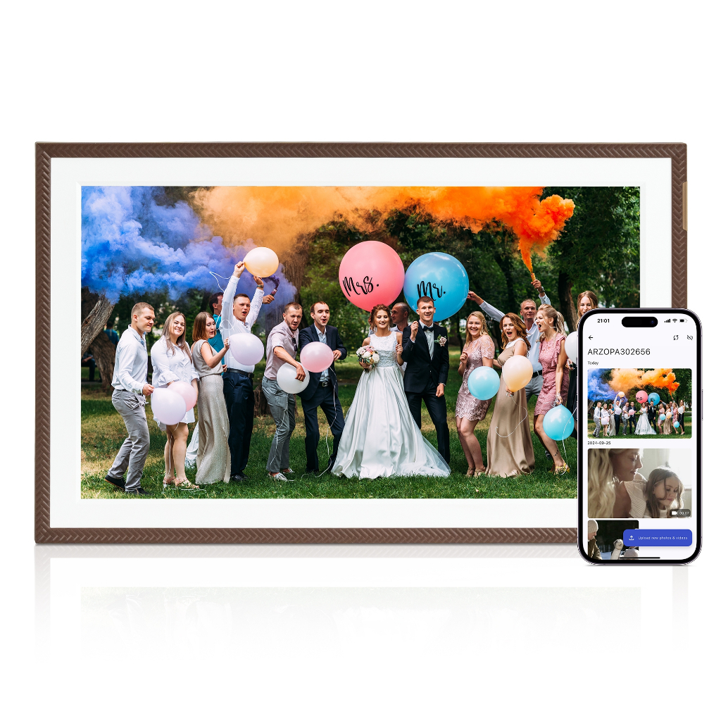 ARZOPA 15.6 " Moldura Digital WiFi FHD 1080P Touchscreen , Armazenamento De 32 Gb , Compartilhamento De Fotos/Vídeos Sem