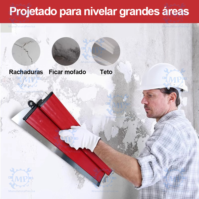Haosin Desempenadeira Aço Inox Para Massa Corrida 25/40cm com Lâmina Flexível Lisa Para Massa Corrida com Troca de Lâmin