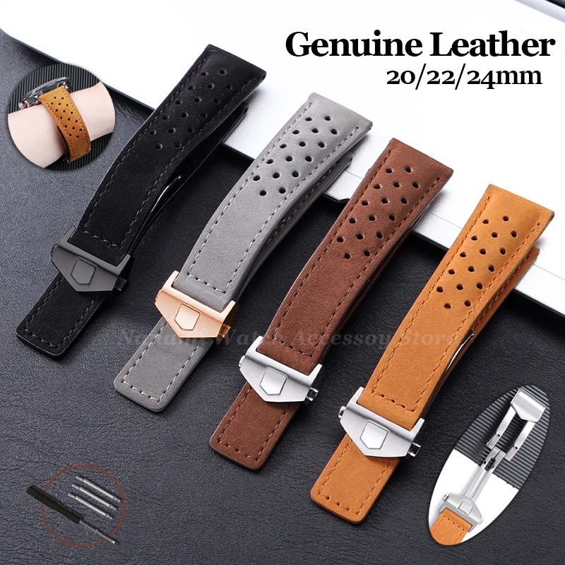 Pulseira De Relógio De Couro Genuíno Fosco Vintage 20mm 22mm 24mm Pulseira de Fivela Dobrável de Couro de Vaca Pulseira em Oferta na Shopee