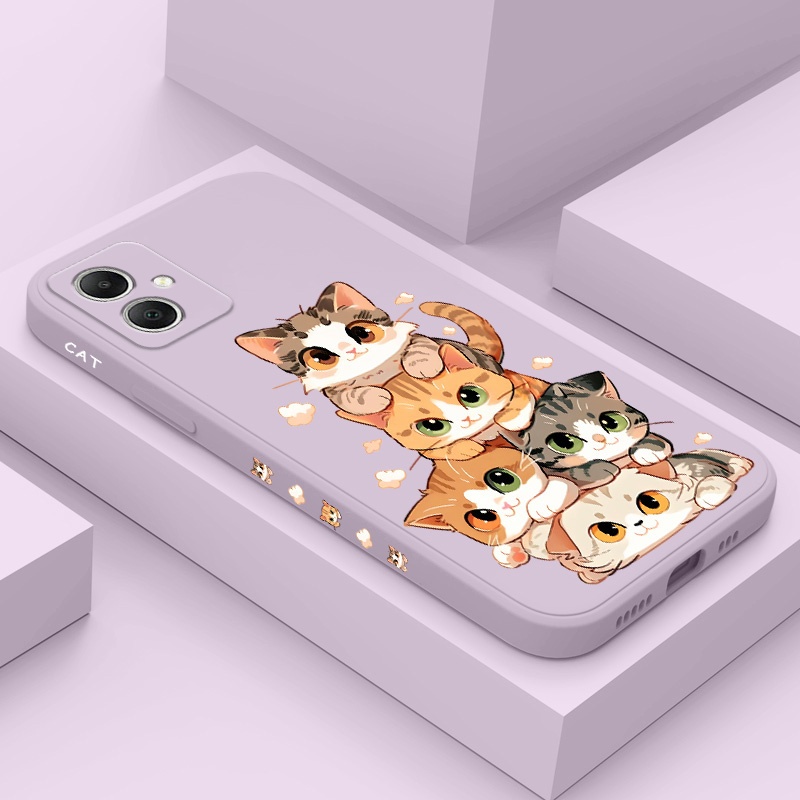 Bonito Gato Macio Caso De Telefone Para Samsung Galaxy A17 A07 A56 A36 A26 A16 A06 A15 A25 A35 A55 A05 A05S 4G 5G Silico
