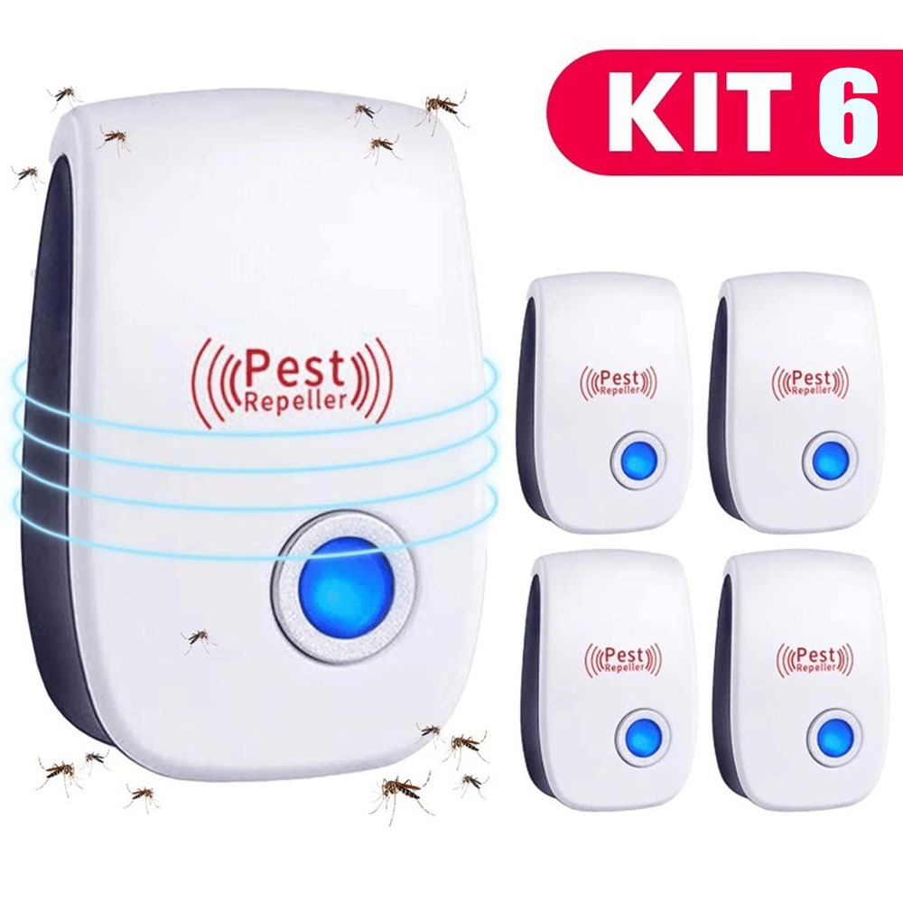 KIT 6 Repelente Eletrônico Ultrassônico Mosca Pernilongos Baratas Morcegos repele e Espanta Ratos bivolt em Oferta na Shopee