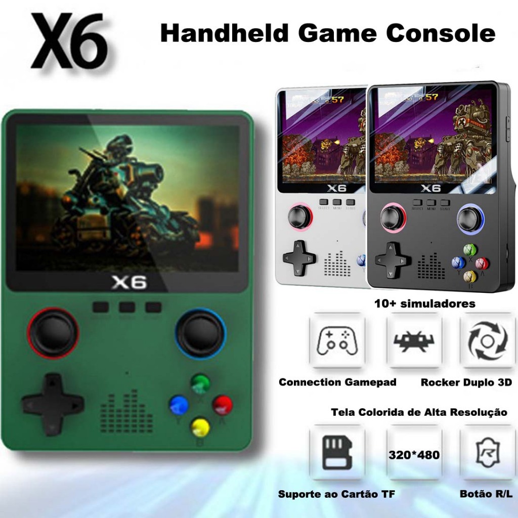 X6 Console De Vídeo Game Retro Portátil 3.5” Tela 15000 + Jogos Clássicos, 64GB