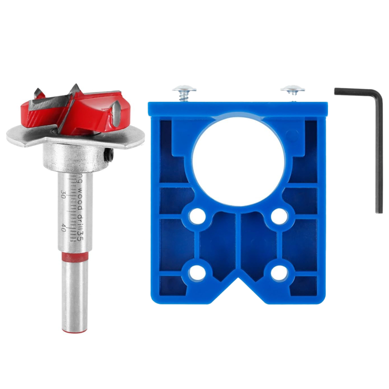 Kit Broca Forstner 35mm Dobradiça Com Limitador E Gabarito em Oferta na Shopee