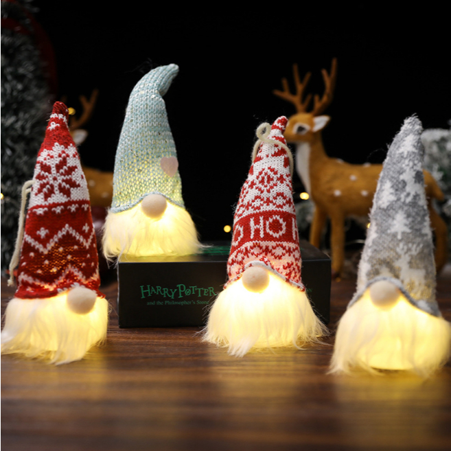 Enfeite De Natal Luminoso Boneca Gnomo Sem Rosto Com Luz LED E Pingente De Papai Noel
