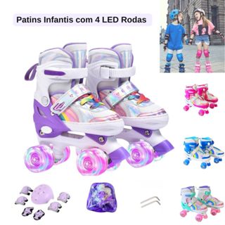 Patins Infantis 4 Rodas LED- Ajustáveis, Iniciantes com Proteção Anti-choque Presentes para crianças em Oferta na Shopee