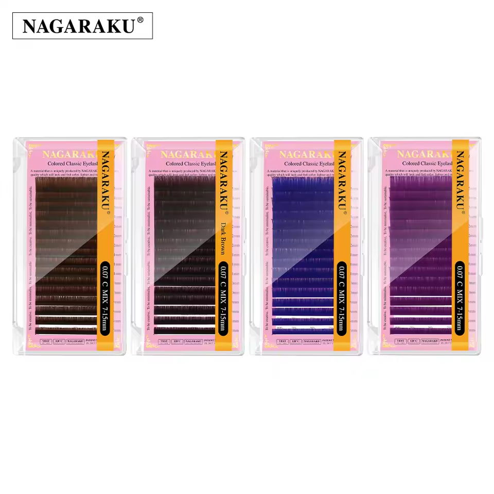 NAGARAKU Mix Brown / Blue / Purple Eyelashes Individual Eyelash High Quality Super Soft Natural Synthetic Mink em Oferta na Shopee
