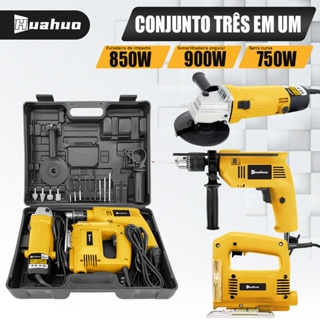 KIT Furadeira Parafusadeira e Lixadeira Esmerilhadeira e Serra Tico Com Peças e Maleta em Oferta na Shopee