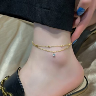 Tornozeleira de aço inoxidável de zircônio único de camada dupla BRILHANTE, à prova de suor à prova d'água não desbota, em Oferta na Shopee